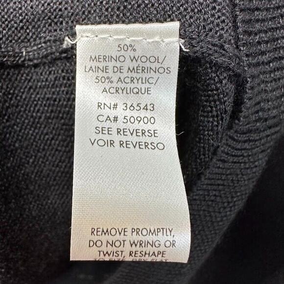 Calvin Klein Sweater Mens XL Black Gray Merino Wool Long Sleeve Crew Neck - Picture 3 of 5